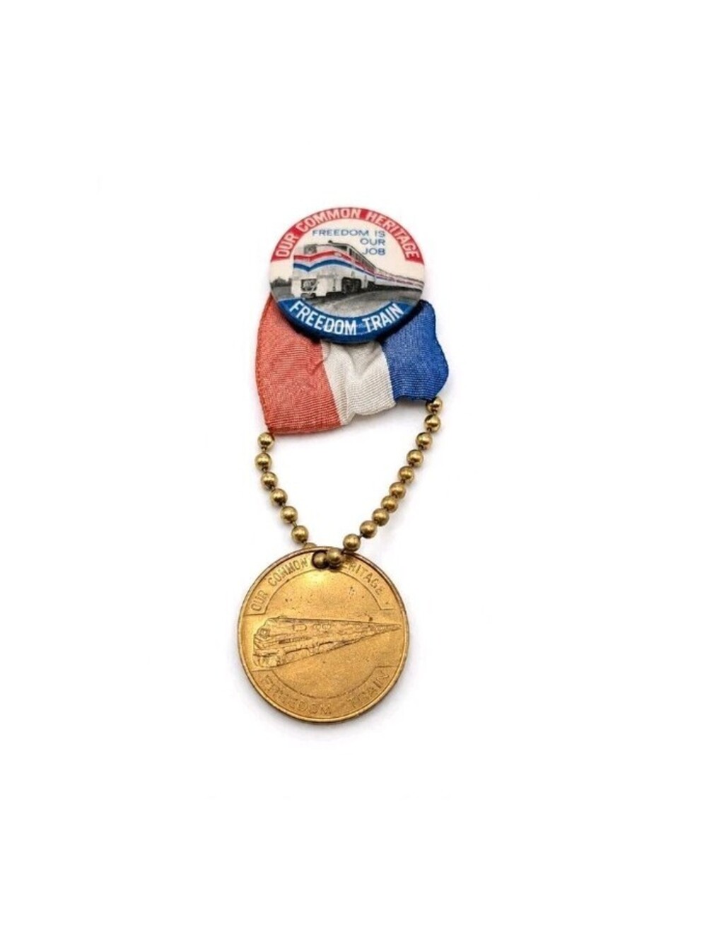 1947 Freedom Train Our Common Heritage Pin Ribbon Medal Freedom Pledge Vintage